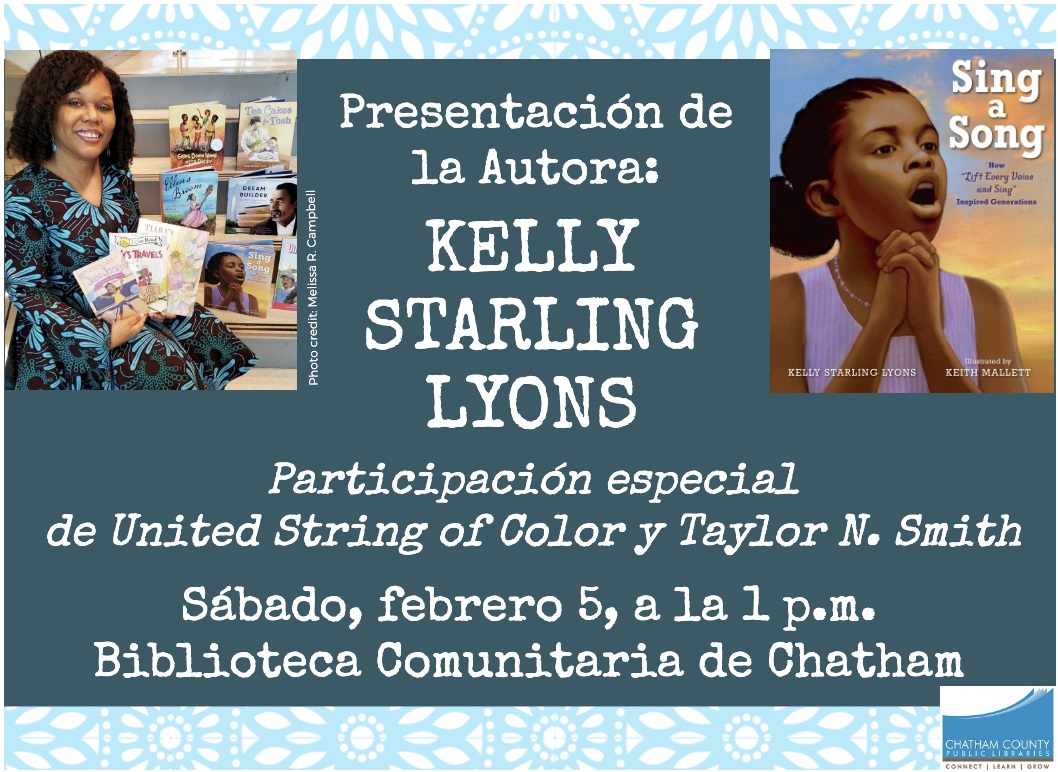 La biblioteca comunitaria de Chatham organizará un evento con la autora Kelly Starling Lyons, con United Strings of Color y la vocalista Taylor Smith